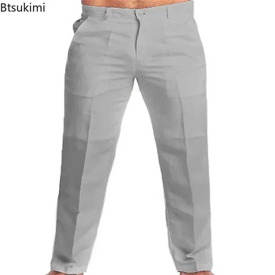 New Arrival New retro mens cotton linen pants breathable and comfortable soft mens Trouser fashionable loose straight pants mens pure cotton casual pa