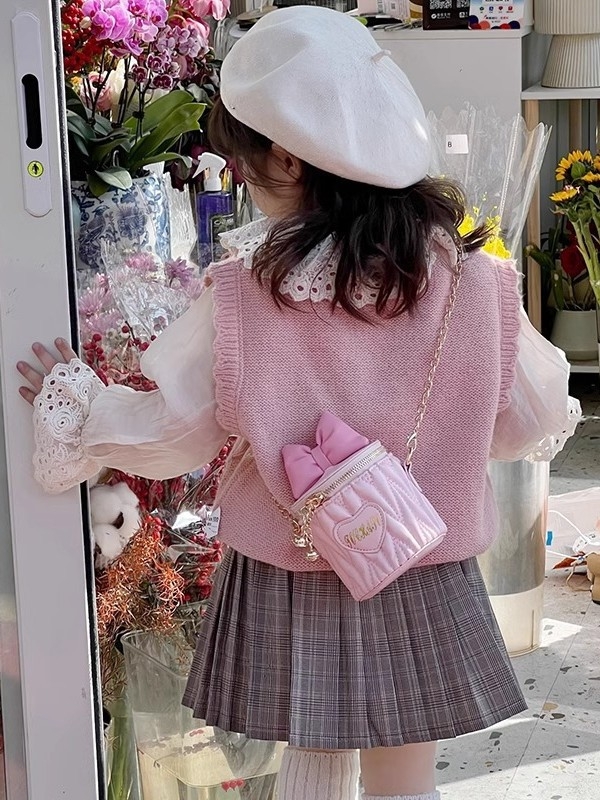 Free shipping hot girl bag New bow bucket bag cute crossbody bag for children