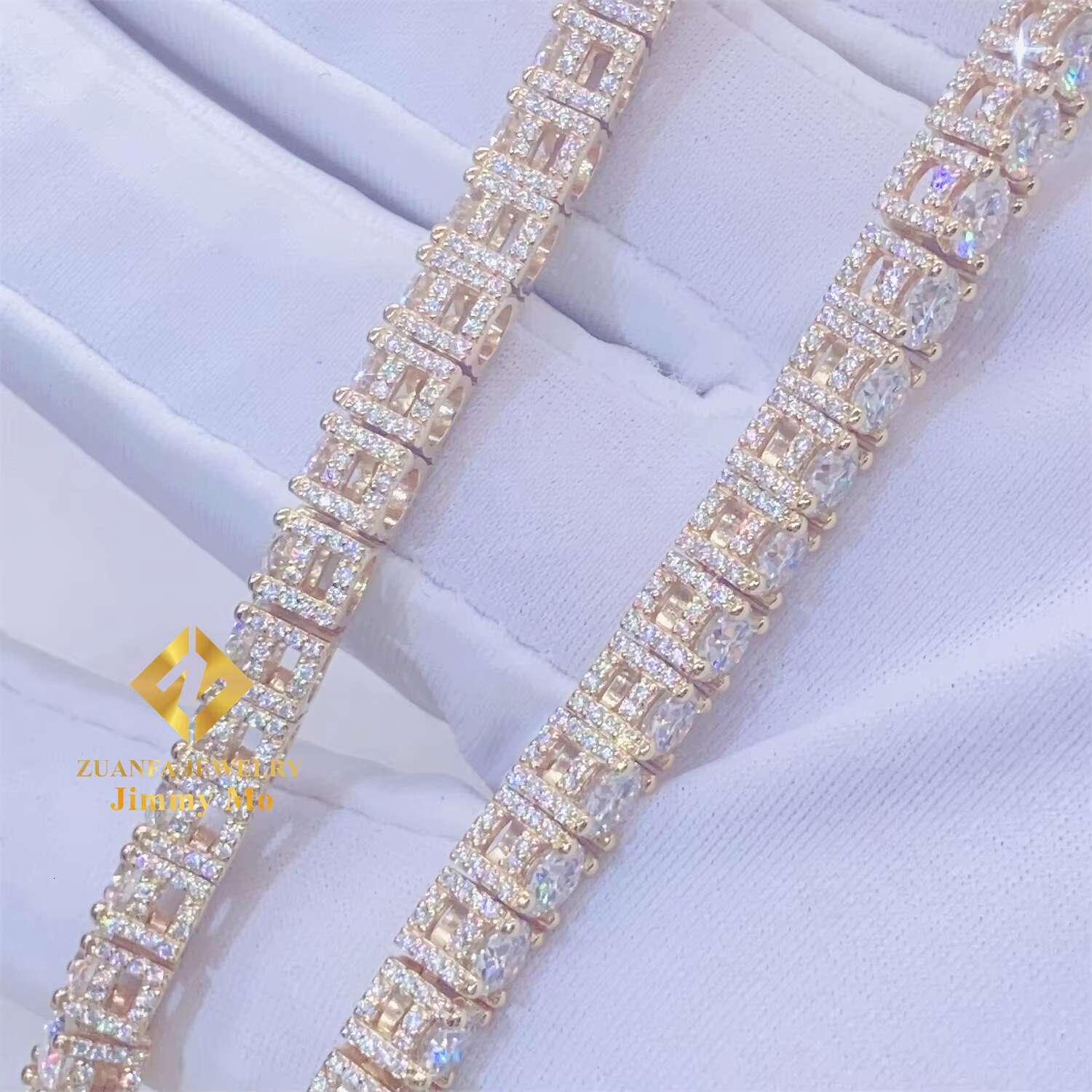 Customized 10k Real Yellow Gold Iced Out Jewelry Hip Hop Chain GRA Certificates 4MM VVS Moissanite Cluster Tennis Chain Necklace