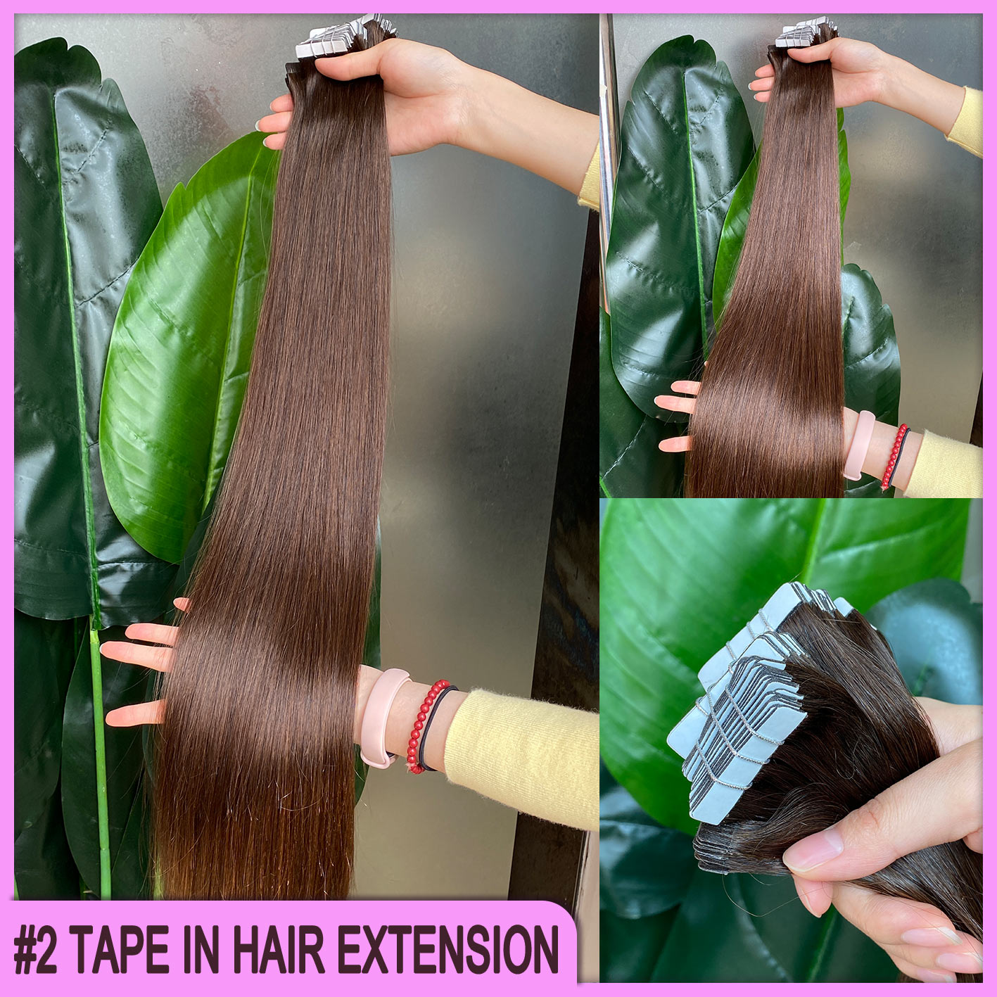 Brown #2 Silky Straight Wavy Tape In Hair Extensions 50g/lot 3 Lots Russian Brazilian Malaysian Indian 100% Raw Virgin Human Hair Weaving
