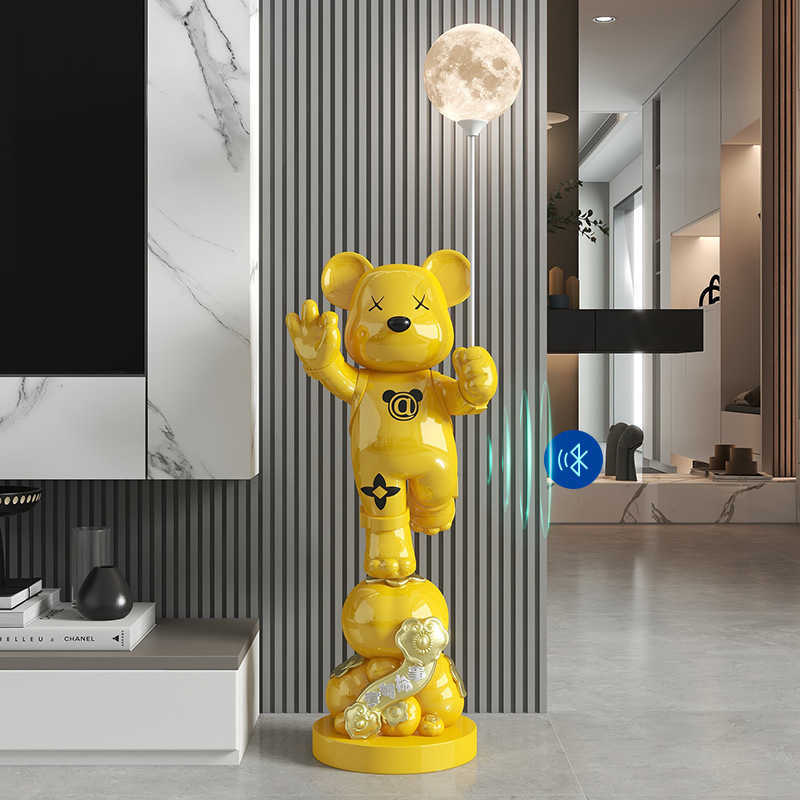 Voice Activated Lamps Violent Bear Speaker Floor Decoration for Living Room Sofa TV Cabinet Office Decor - L250327 w250428