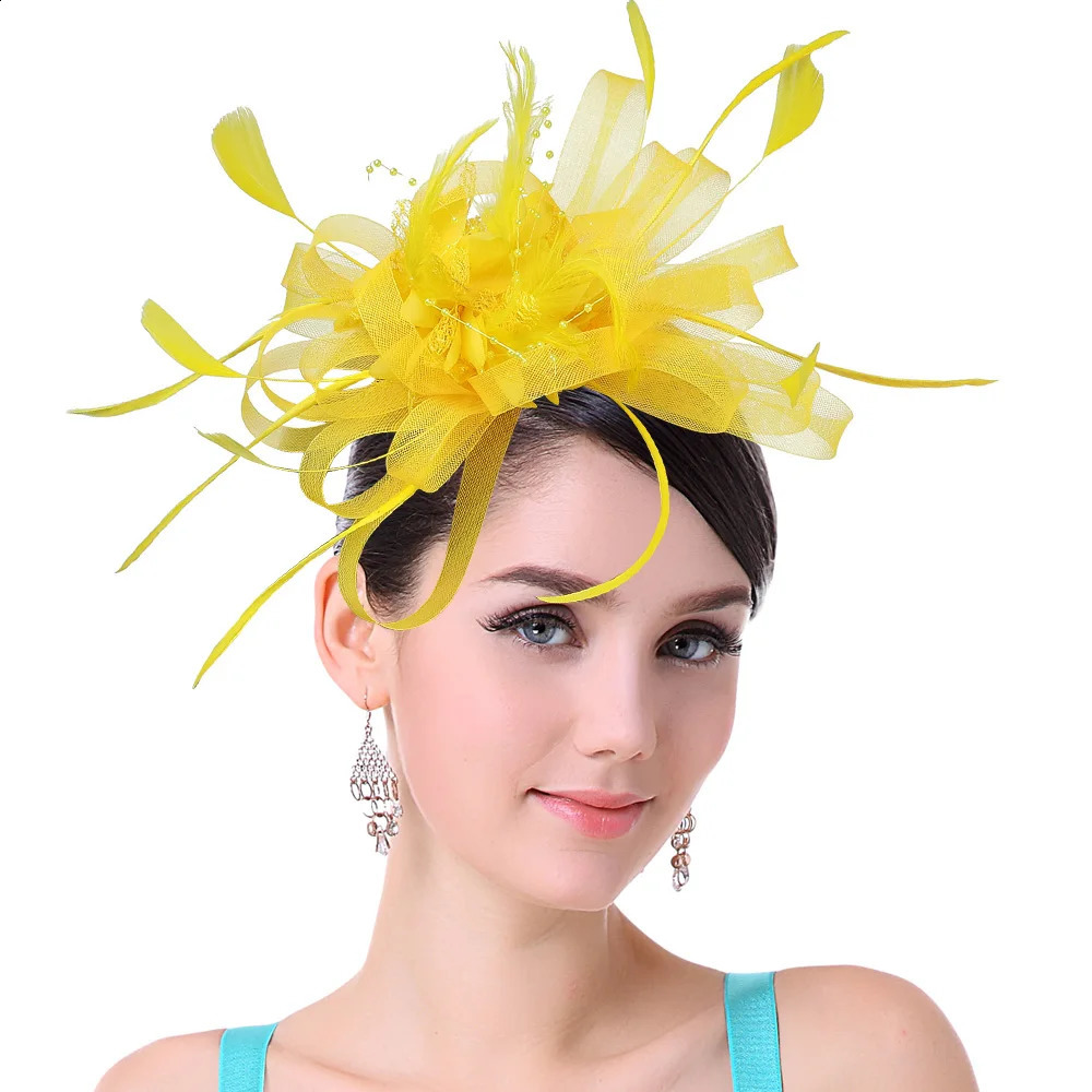 Women Ladies Fascinator Headband with a ClipReversible Feather kentucky Cocktail Tea Party Hat Headwear 250306