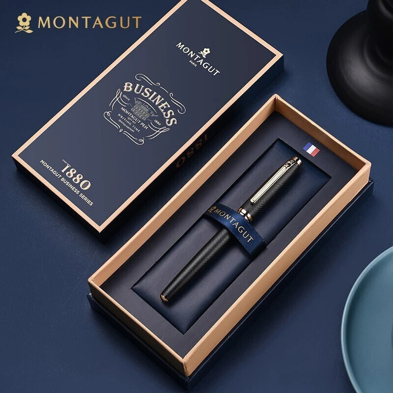 Montagut Classic Silver And Golden Trim Roller Ball Pen Exquisite Stationery Writing Gift Pen With Gift Box 250327