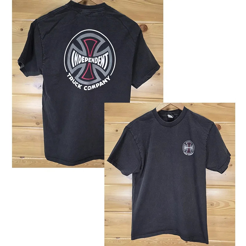 High Quality American Summer Short Sleeve Men VTG NHS Independent Truck T Shirt Men Medium Y2K Skate Grunge Distress READ 250328