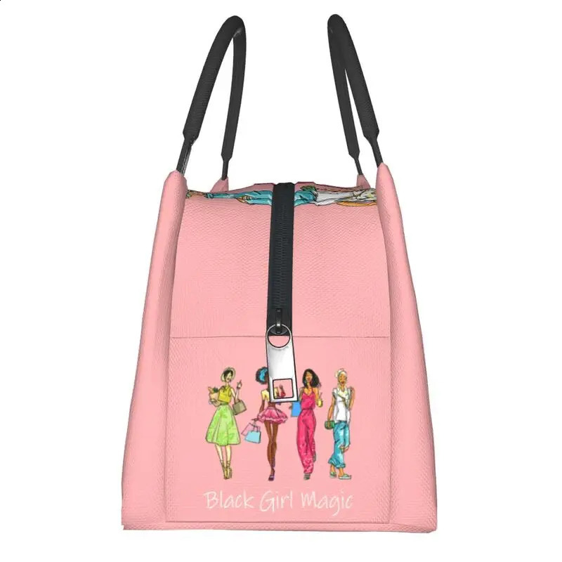 Black Girl Magic Insulated Lunch Bag Resuable African Women Cooler Thermal Lunch Tote Work Picnic Food Tote Bags 250327