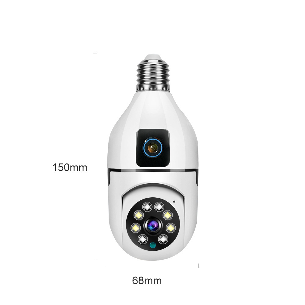 4MP E27 Dual Lens Bulb Camera WiFi Surveillance Night Vision 360 PTZ IP Cameras Human Tracking Indoor CCTV Security Monitor HD 1080P