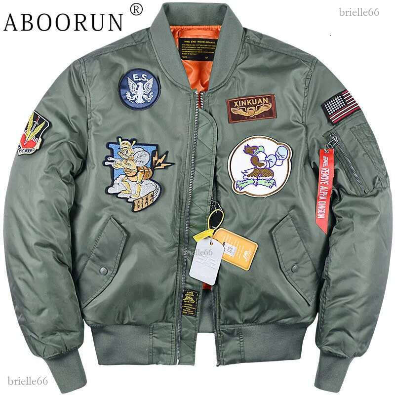 Mens Jackets ABOORUN Winter Fashion MA1 Bomber Air Force Pilot Combat Down Cotton Coats for Male 221129
