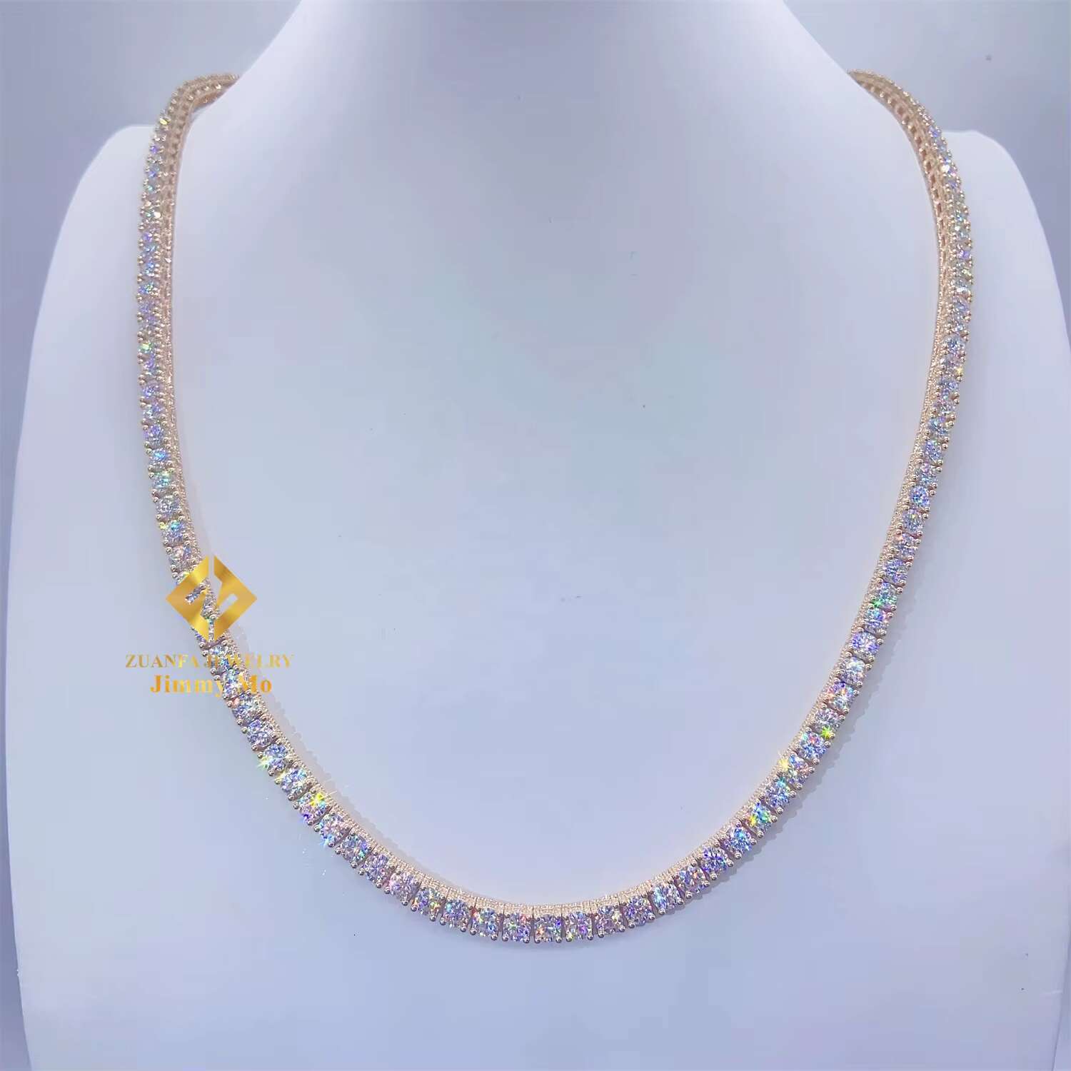 Customized 10k Real Yellow Gold Iced Out Jewelry Hip Hop Chain GRA Certificates 4MM VVS Moissanite Cluster Tennis Chain Necklace
