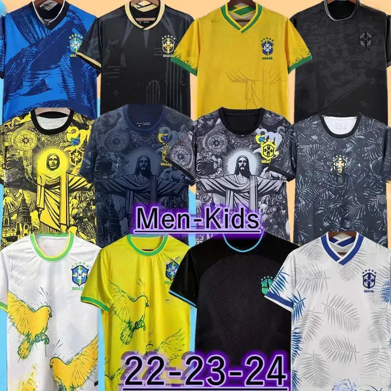 24 25 BraziLS Soccer Jersey Copa America Cup NEYMAR VINI JR BrasIL National Team Football 2025 JESUS Special Home Away Fans Player Mens Kids Kit Sets RODRYGO