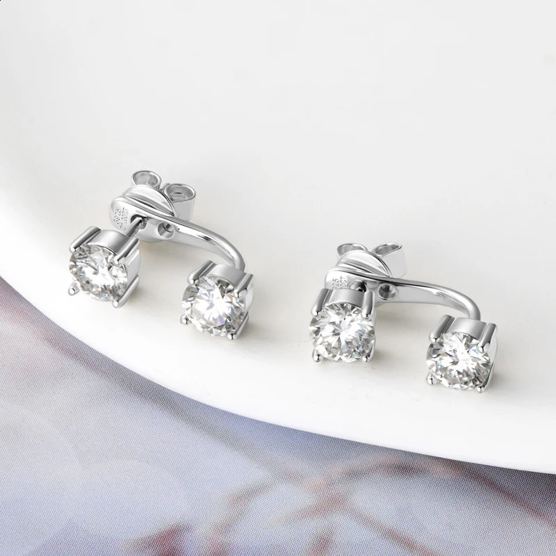 Front Back Double Sided 5MM Earring 925 Sterling Silver 2 in 1 Pierced Earrings For Women Exquisite Ear Stud Jewelry 250318 - view 5