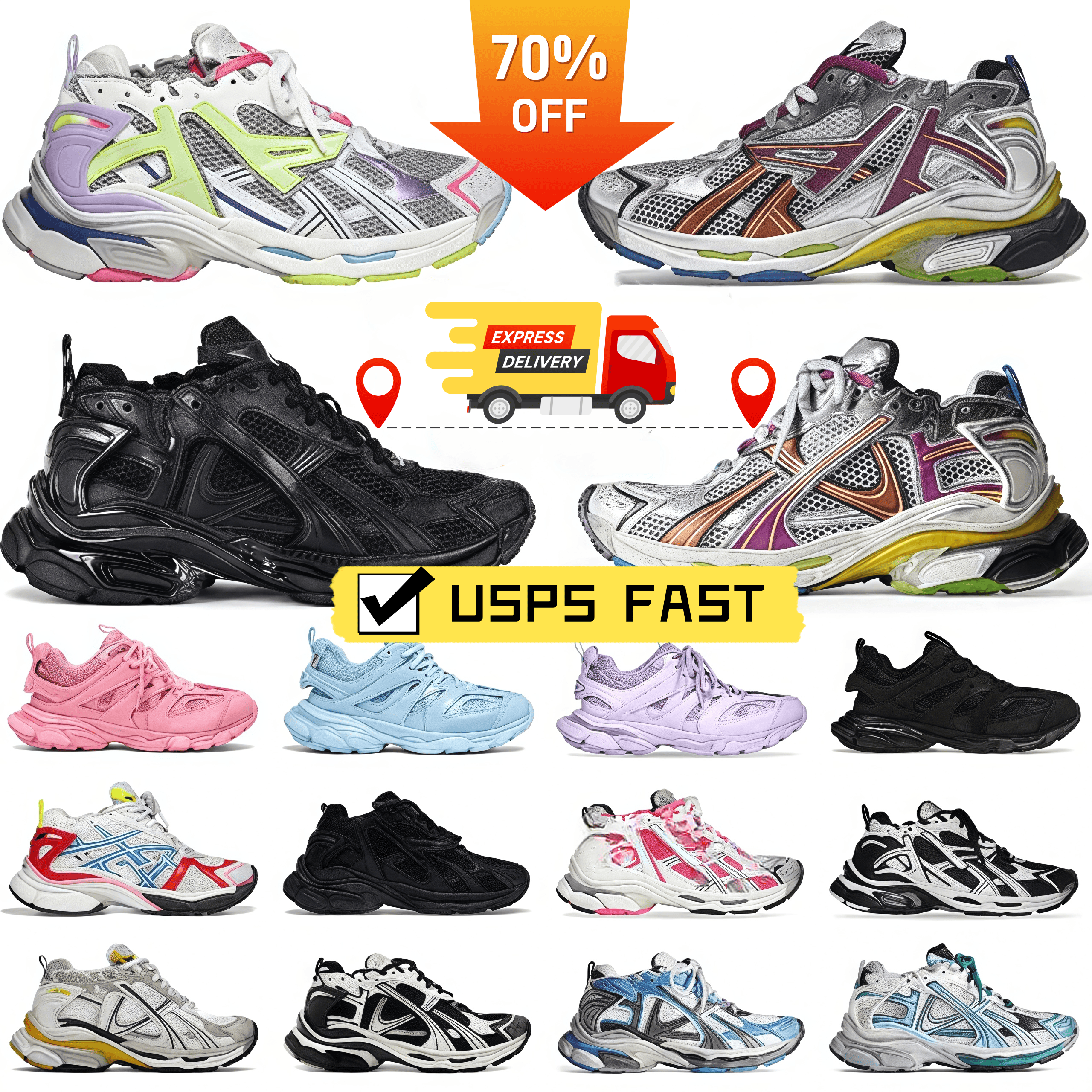Designer Shoes Men Track 3.0 Sneakers Runners 7.0 7.5 Women Triple White Black Pink Green Platform Led 3 7 Sport Running Shoes Colorful Heels Plateform Trainers Sneakers
