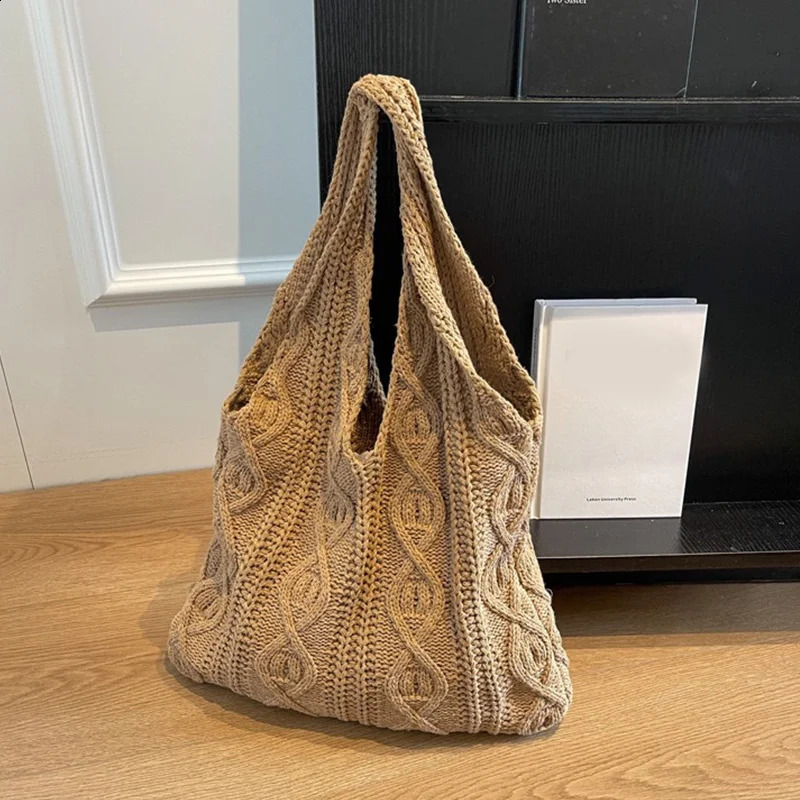New Free Shipping Designer Bag Wool Knit Shoulder Shopping For Women Vintage Cotton Cloth Girls Tote Shopper Large Female Handbag Bag