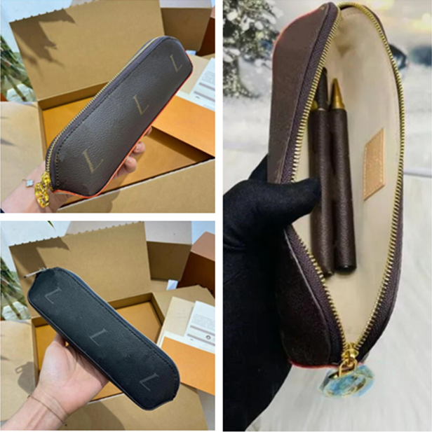 3 Colors Fashion Old Flower charm Jewelry Pouches portable Leather Zipper bags Children's pencil case Designer Pen Bag Lady Lipstick Eyebrow Pencil Storage Boxes