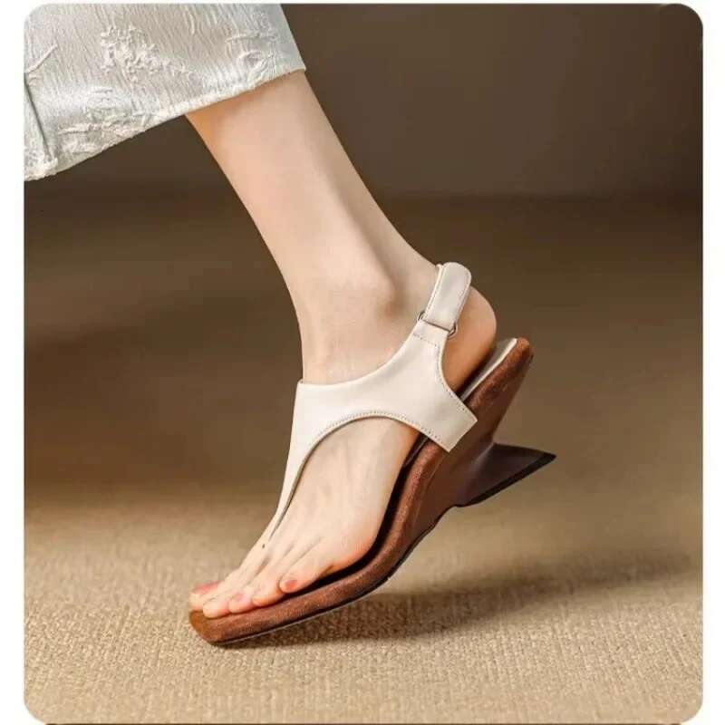 Square Peep Toe Heterotypic Heel Buckle Strap Women's Shoes for Women 2024 New Summer Novelty Mature Daily Sandals