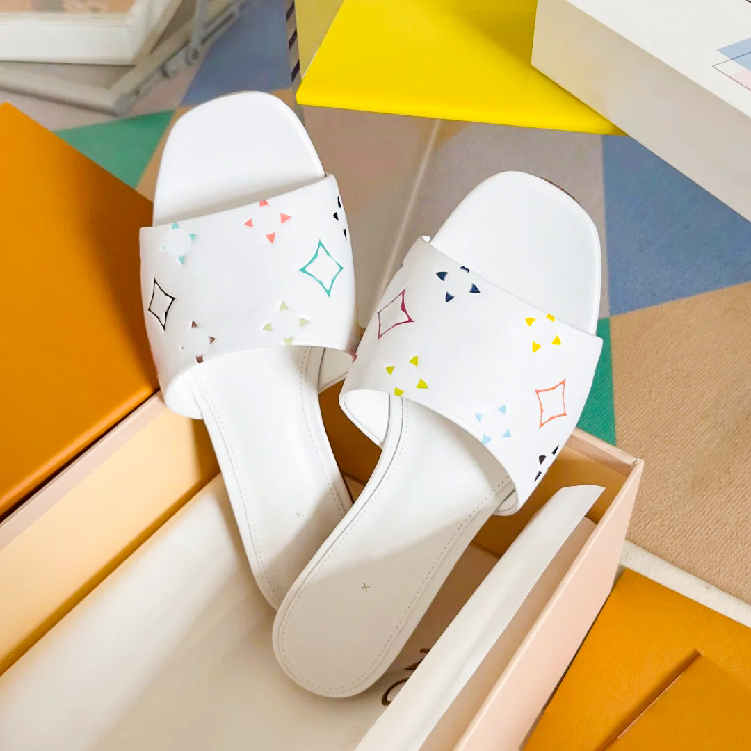 Designer shoes Luxury Sandal 6AM Flat Mul Womns Slid Takashi Murakami Dsignr Sandals Bow Colorful Flowr Slidrs High Hl Slipprs Dnim Mary Jan Stiltto