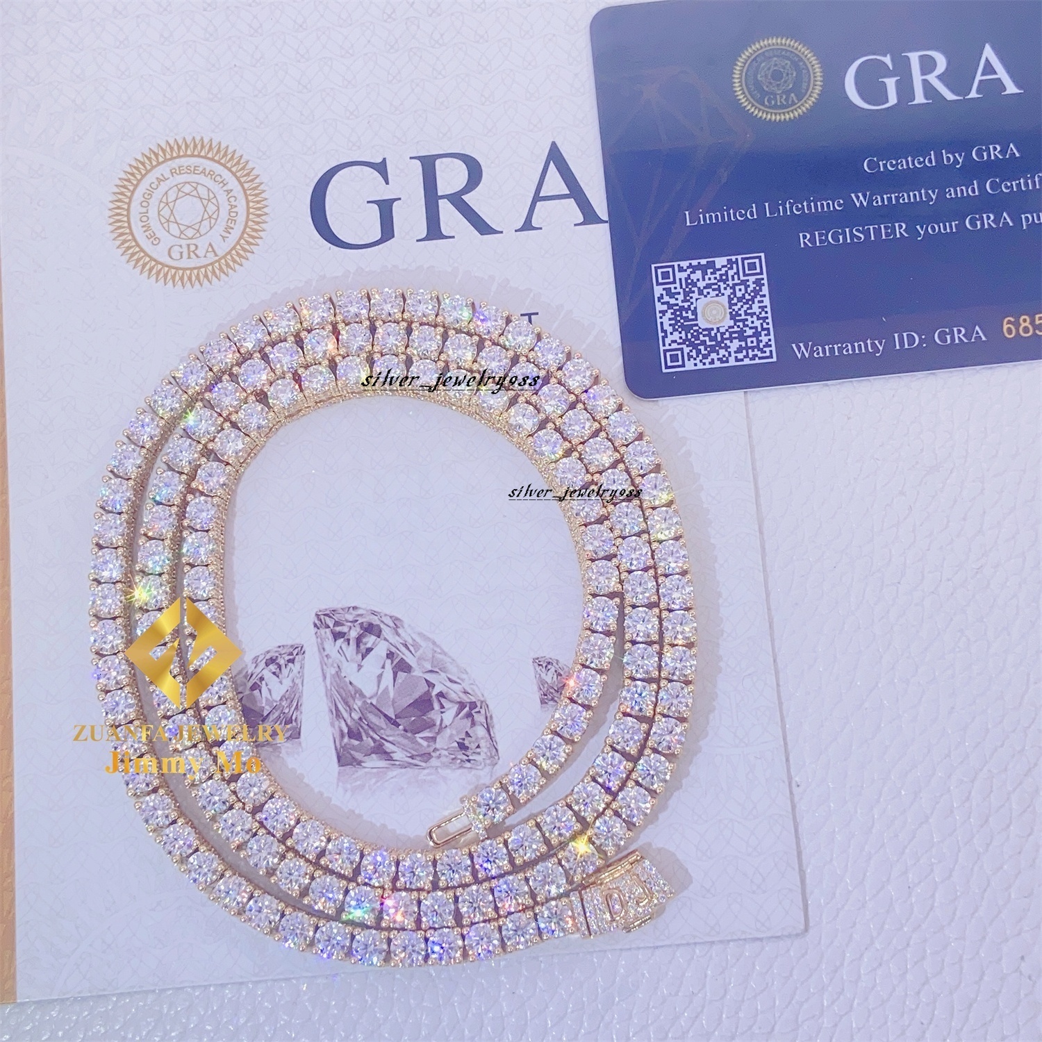 Customized 10k Real Yellow Gold Iced Out Jewelry Hip Hop Chain GRA Certificates 4MM VVS Moissanite Cluster Tennis Chain Necklace