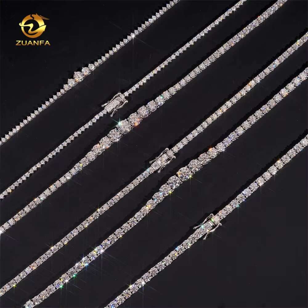 Women Jewelry Sier Classic 2Mm 3Mm 4Mm Necklace Gradual VVS Moissanite Tennis Chain