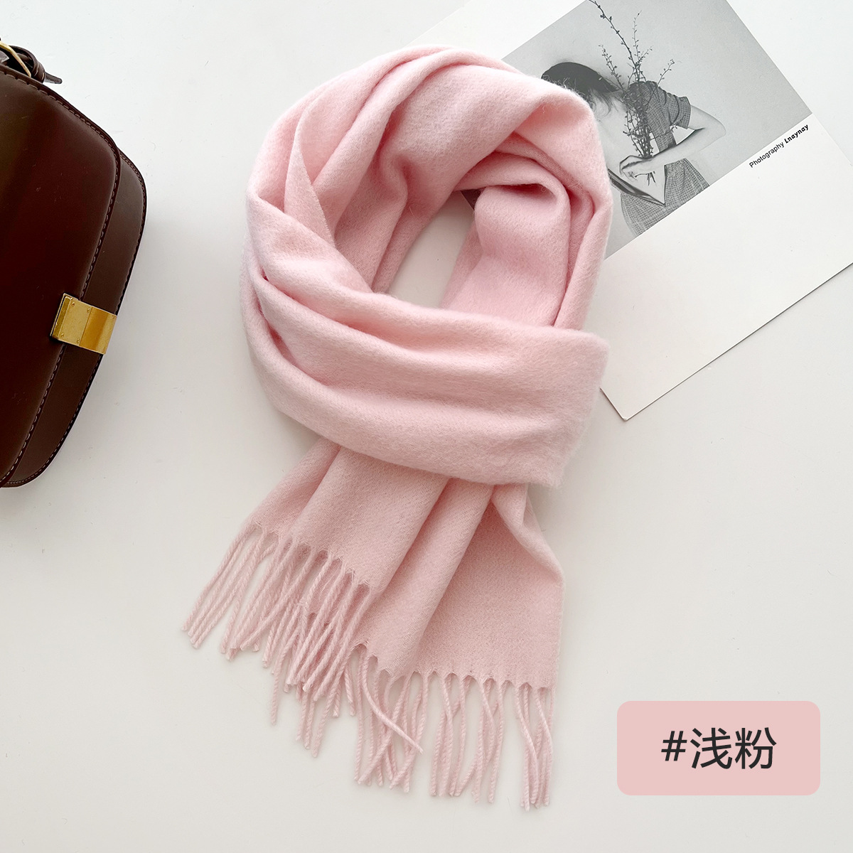 K267 2024 new pure color 100% wool scarf autumn and winter all-match warm neck scarf couple atmosphere shawl
