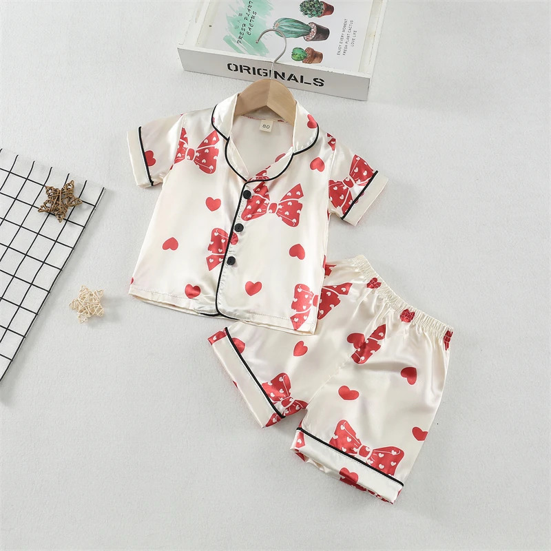 Summer Baby Girls Clothes Suit Children Sleepwear Shirt Shorts 2Pcs/Sets Infant Pajamas Kids Clothing Toddler Casual Costume 250328