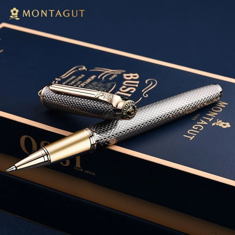 Montagut Classic Silver And Golden Trim Roller Ball Pen Exquisite Stationery Writing Gift Pen With Gift Box 250327