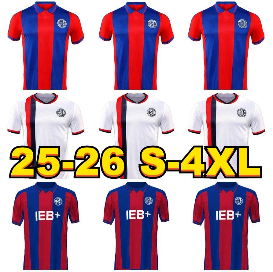 25 26 San Lorenzo Mens Soccer Jerseys VOMBERGAR CERUTTI BRAIDA CUELLO HERRERA Home Blue Red Football Shirt Short Sleeve Adult Uniforms