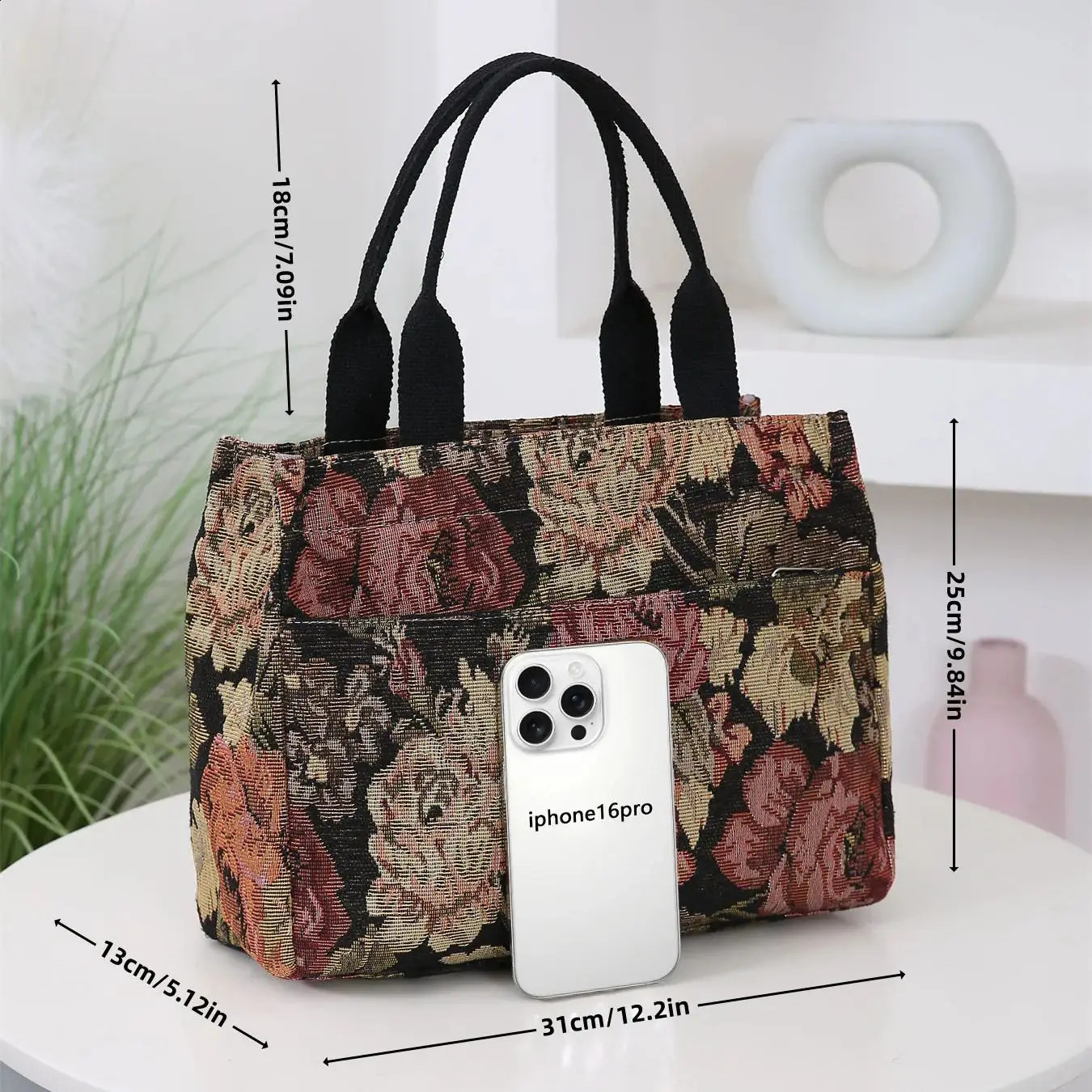Floral print womens tote bag heavy cloth bag portable for work high capacity fashion Tote bag for all occasions 250328
