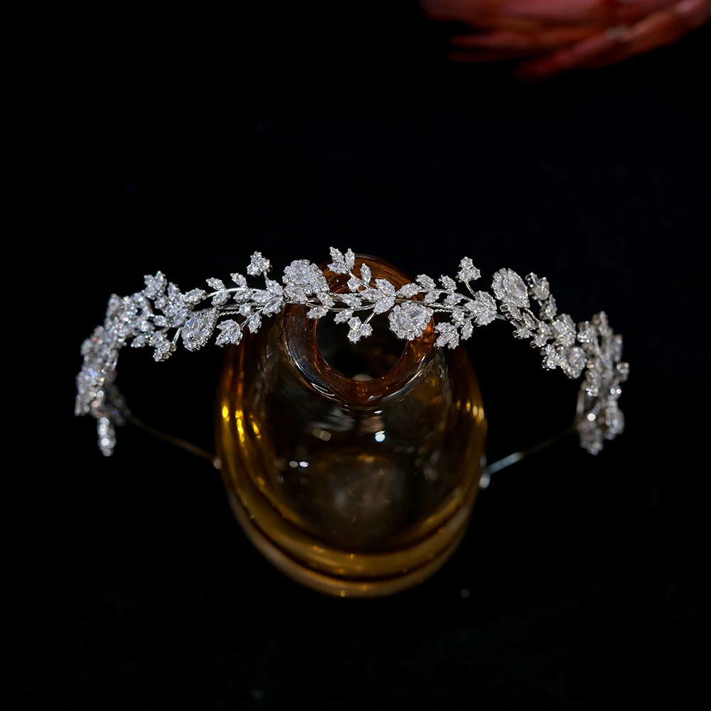 Fashion Vine Leaves Crystal Hair Band Bridal Tiaras Headband for Women Wedding Hair Accessories Party Headpiece Bridesmaid Gifts 250318