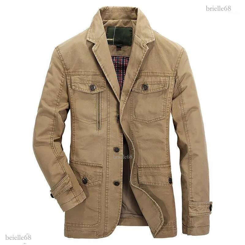Men's Jackets Military Blazer Jacket Men Spring Autumn Casual Cotton Washed Coats Army Bomber Suit Denim Cargo Trench Plus Size 5XL