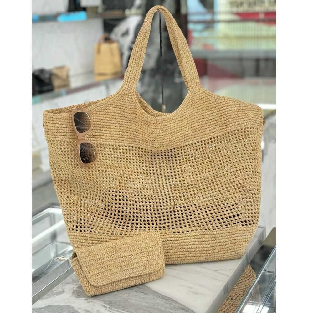 designer beach bag luxury straw tote Women Canvas Bag Shopping Bag holiday High quality Fashion Woven for Summer apricot Outdoor Travel Large Capacity lady Handbag