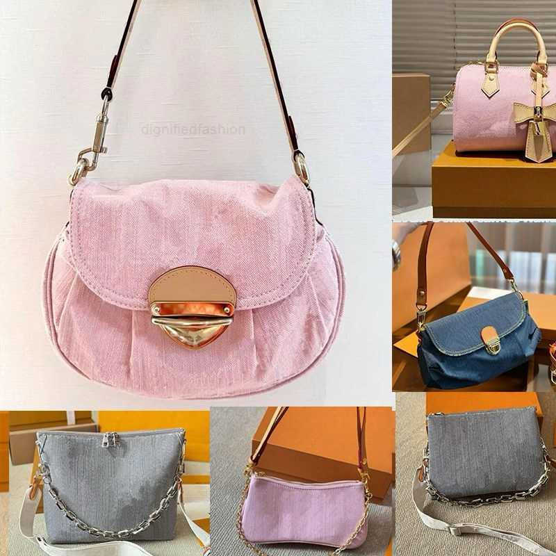Evening Bags Evening Bags Designer pink denim Hobo Crossbody Bag Women Fashion Casual Underarm Handbag Shoulder Bag Vintage Female Messenger Bag