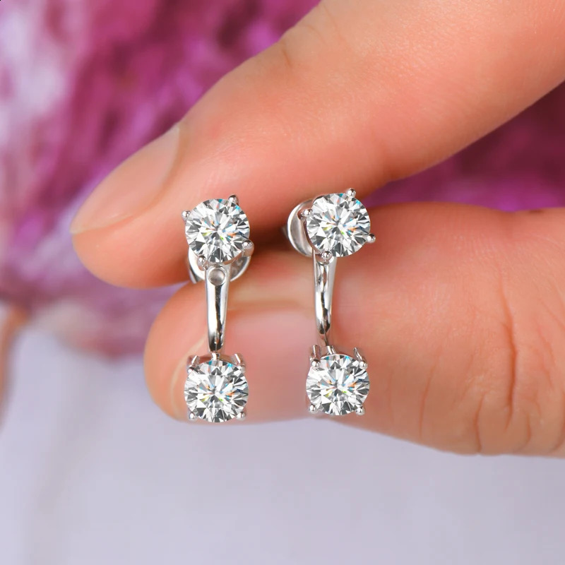 Front Back Double Sided 5MM Earring 925 Sterling Silver 2 in 1 Pierced Earrings For Women Exquisite Ear Stud Jewelry 250318 - view 3