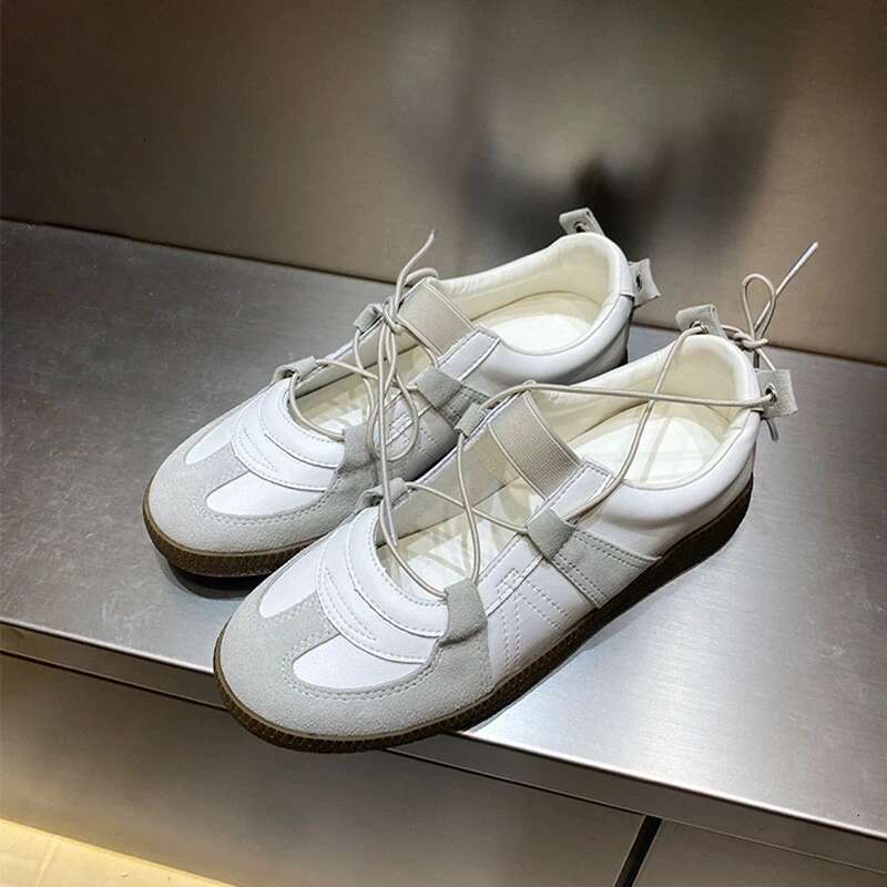 Designer Brand Women Flat Heel Sneakers Fashion All Match Retro Genuine Leather Casual Trainers Tennis Female Sport Shoes