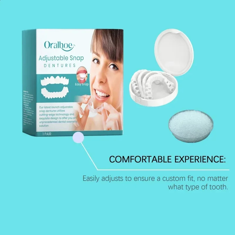 Adjustable Snap-on Dentures Comfortable Adjustable False Teeth Silicone Upper Lower Veneers Resin Tooth Suitable for Mouth Shape 250322
