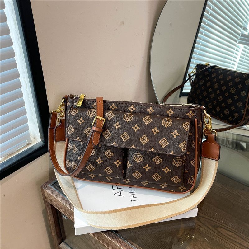 2025 New Light Luxury Women's Multi functional Old Flower Broadband Single Shoulder Underarm Patch French Designer Fashion Crossbody Bag