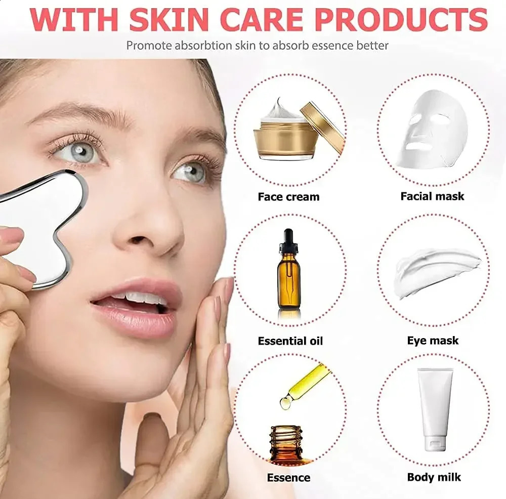 Gua Sha Plate Facial Massager Stainless Steel Body Massager Facial Massager Facial Scraper Plate Spa Guasha Neck and Back Massager 250324