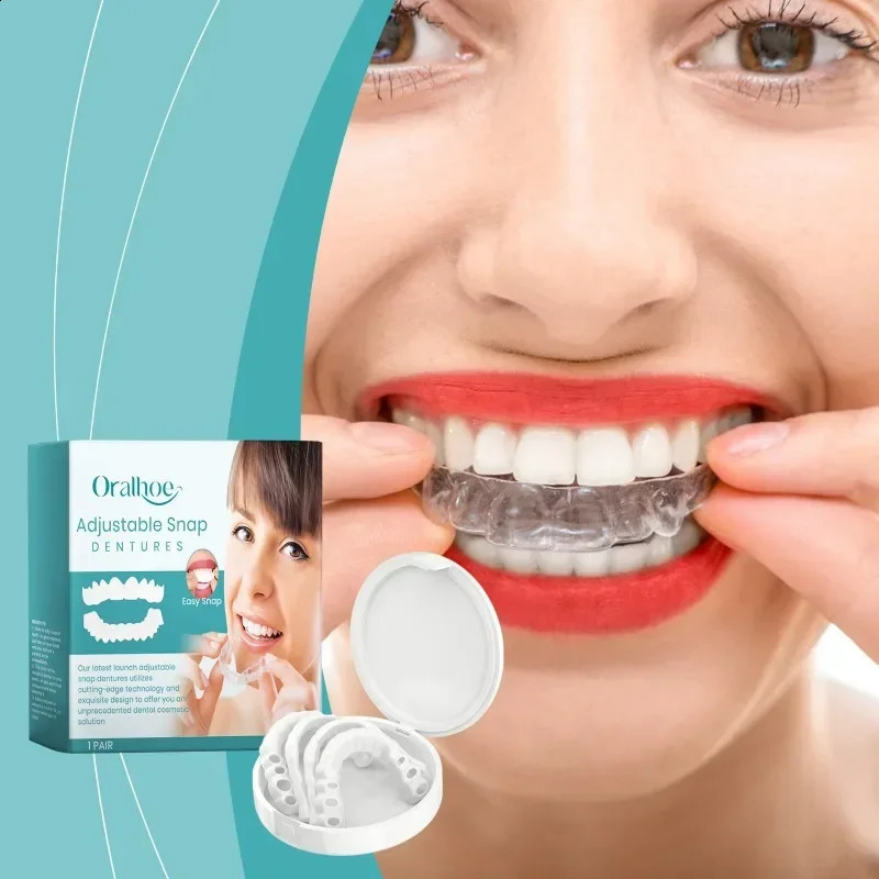 Adjustable Snap-on Dentures Comfortable Adjustable False Teeth Silicone Upper Lower Veneers Resin Tooth Suitable for Mouth Shape 250322