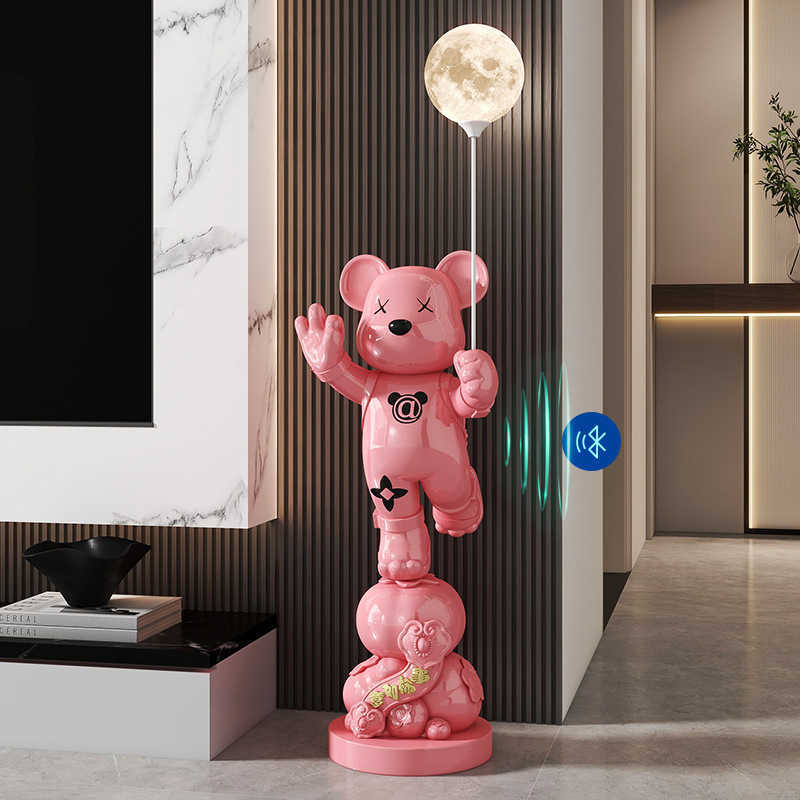 Voice Activated Lamps Violent Bear Speaker Floor Decoration for Living Room Sofa TV Cabinet Office Decor - L250327 w250428