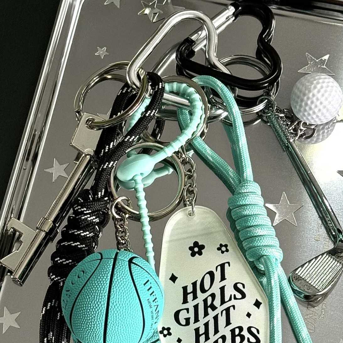 Keychains Lanyards Handmade Colorful Rope Woven Bead Keychain Bag Pendant Sports Basketball Car Gift For Men And Women H250115 N4I5