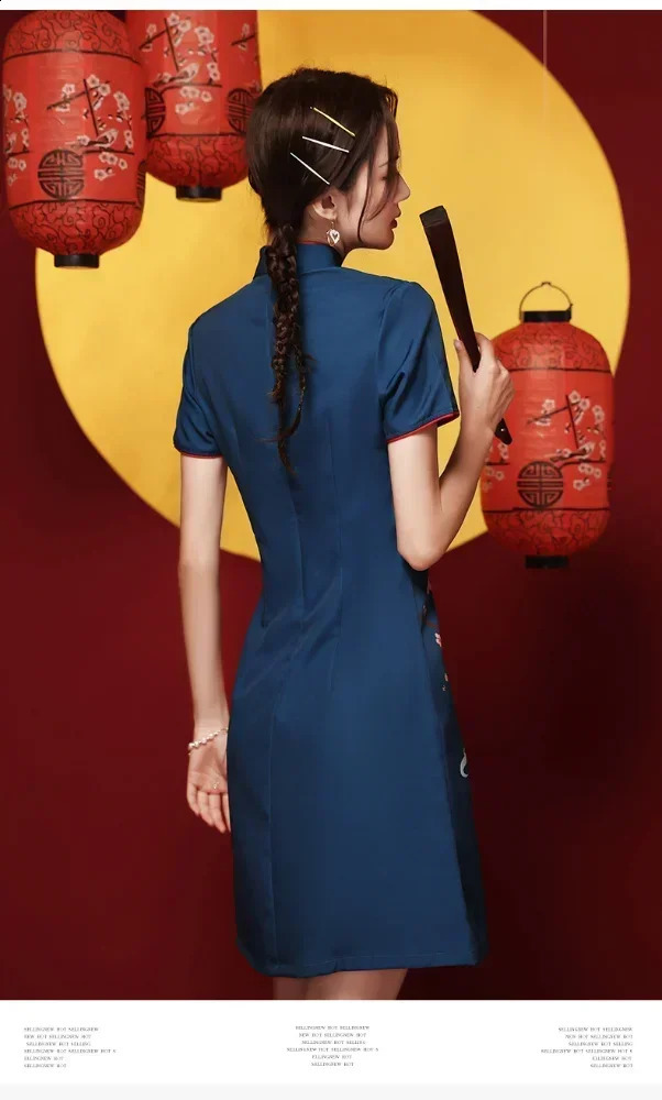 Fashionable summer dress cheongsam thin retro mini vest sexy Chinese style modern womens 250318