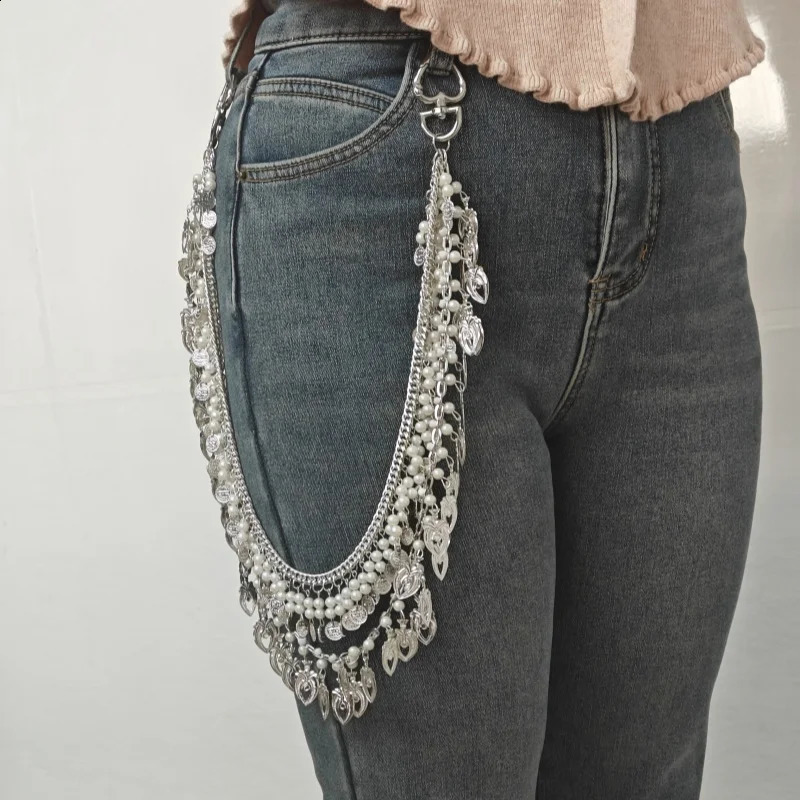 Original tassel pants chain fashionable Gothic style mens and womens single waist accessories retro keychain summer gift 250326