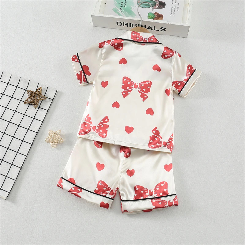 Summer Baby Girls Clothes Suit Children Sleepwear Shirt Shorts 2Pcs/Sets Infant Pajamas Kids Clothing Toddler Casual Costume 250328