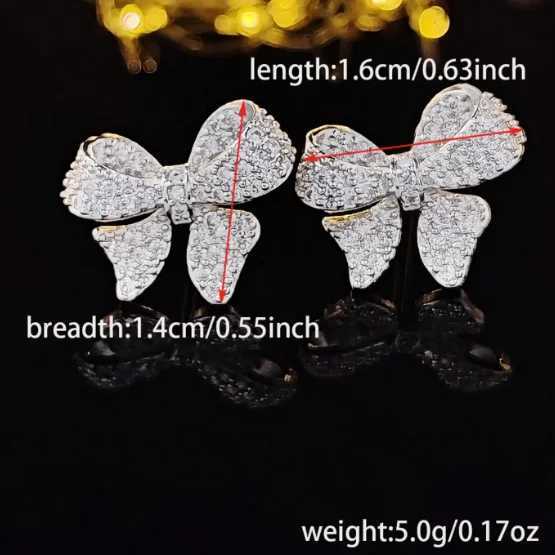 Romantic Bow Womens Stud Earrings Fully Covered with Sparkling Crystal Zircon Exquisite Girls Accor Fashion Earrings Jewelry e5765XJ250327