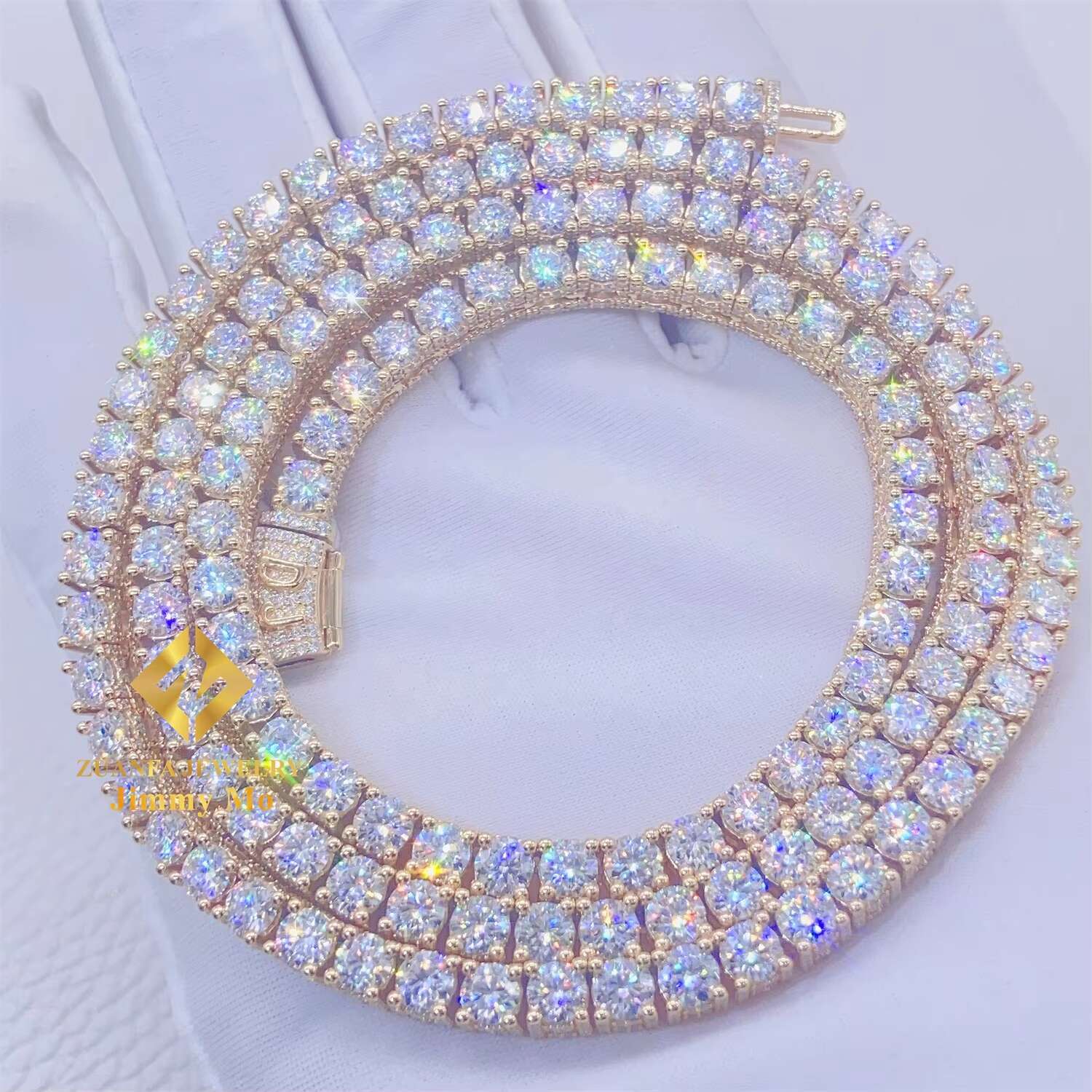 Customized 10k Real Yellow Gold Iced Out Jewelry Hip Hop Chain GRA Certificates 4MM VVS Moissanite Cluster Tennis Chain Necklace