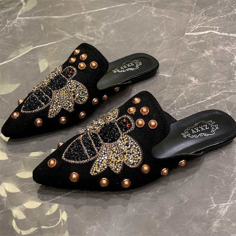 free shipping Fashionable toe cover foot flat fashion casual studded flip-flopsr summer