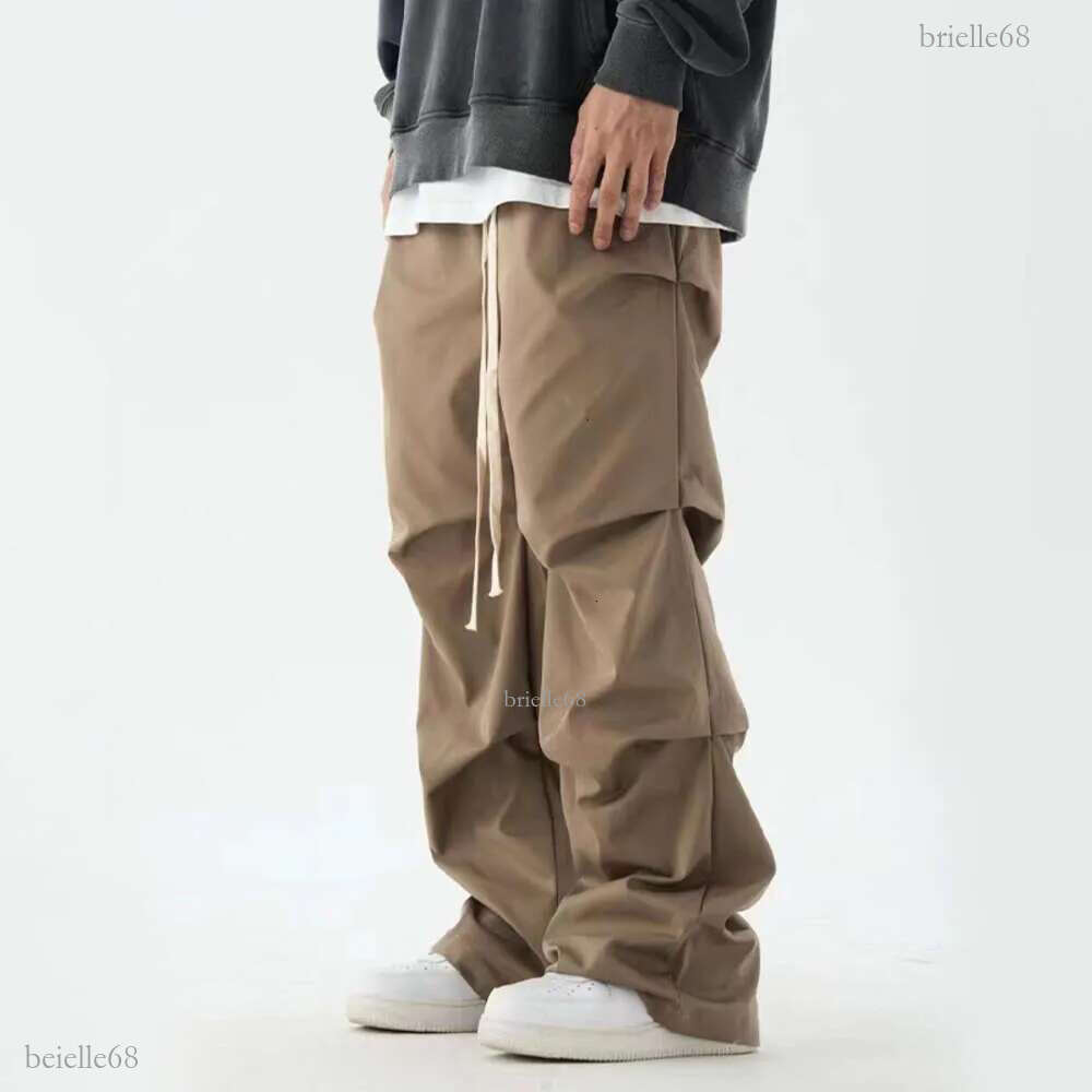 HOUZHOU Baggy Pants Men Hip Hop Black Cargo Trousers Male Designer Parachute Khaki Loose Streetwear Pleated Cotton Casual M522 80