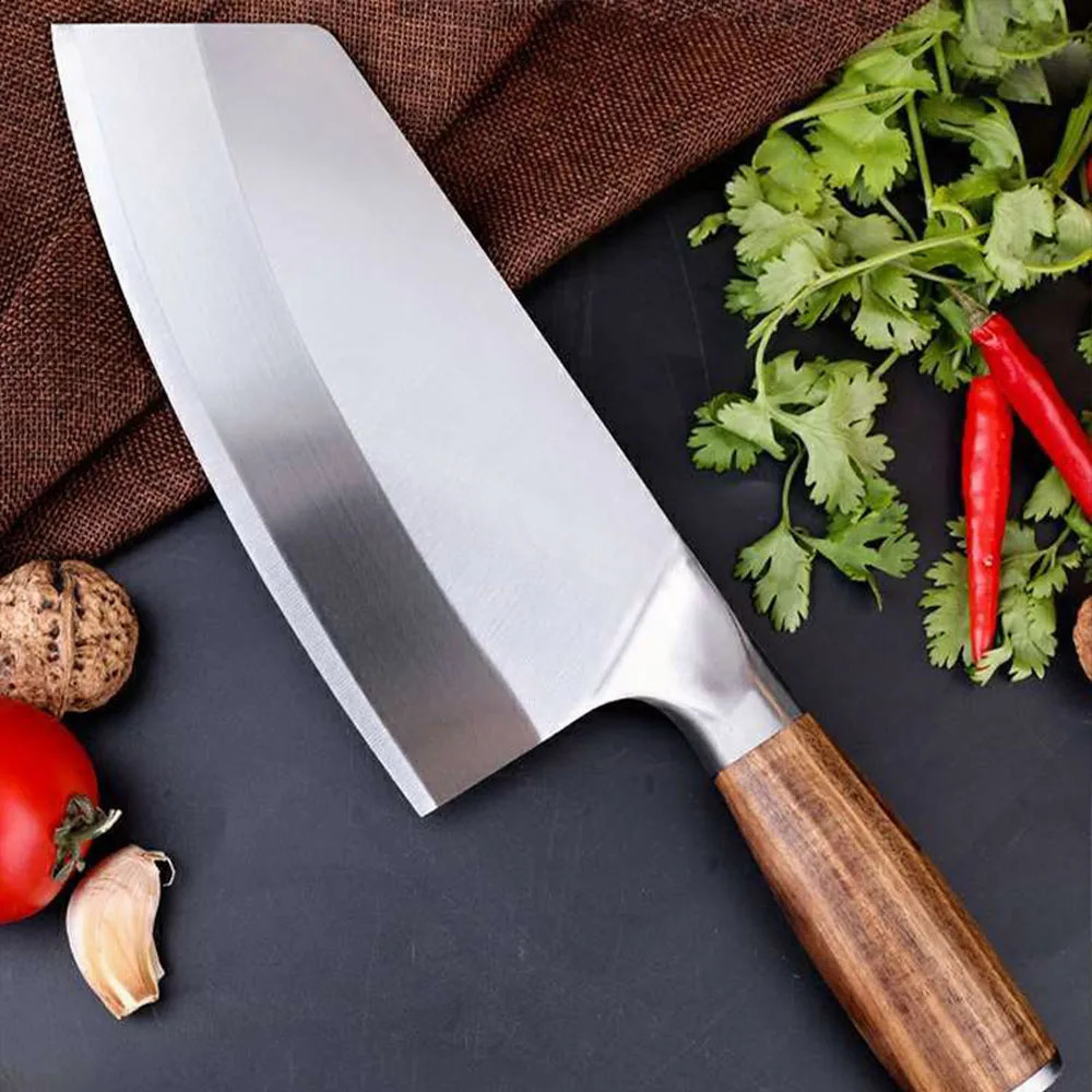 Professional Cleaver Knives Heavy Duty Chinese Knife Wooden Handle Laser Damascus Knife Cleaver Meat Chicken Fish Kitchen Knife 250327