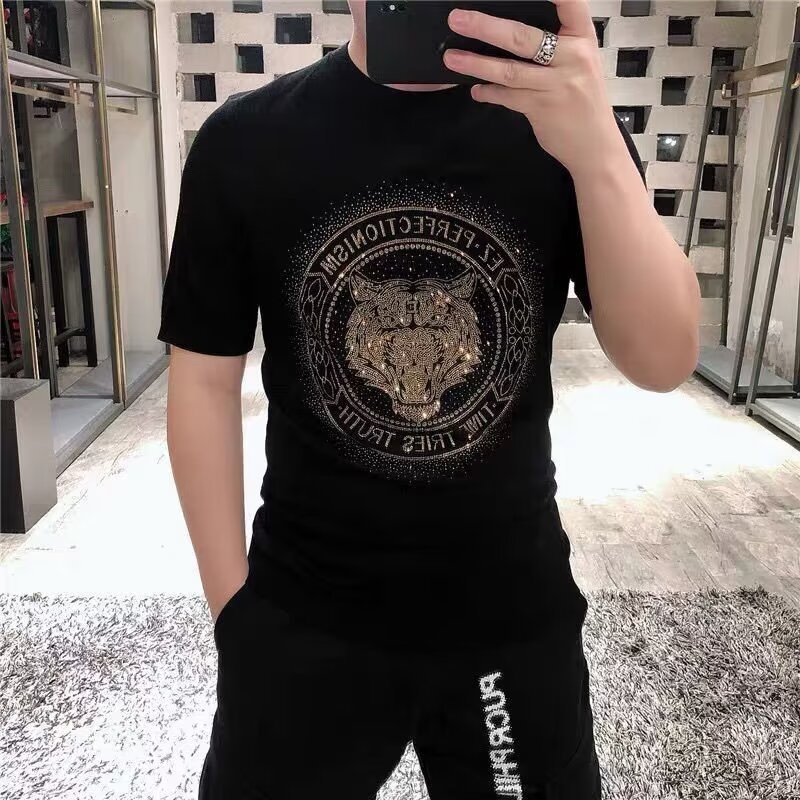 Summer Casual Short-Sleeved Office Fashion Threaded collarr T-Shirt Breathable Mens Clothing