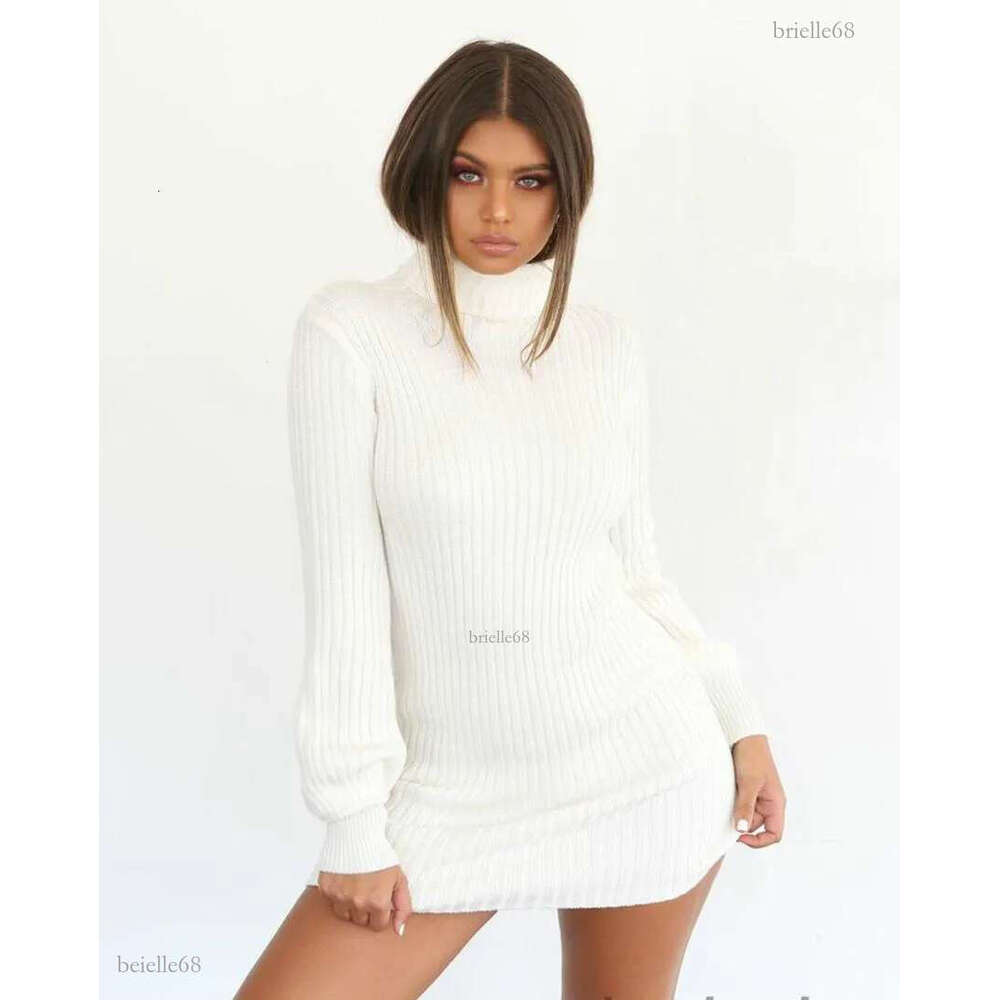 2019 New Brand Solid Winter Cotton Women Knitted Long Sweater Dress Jumper Ladies Winter Top Pullover
