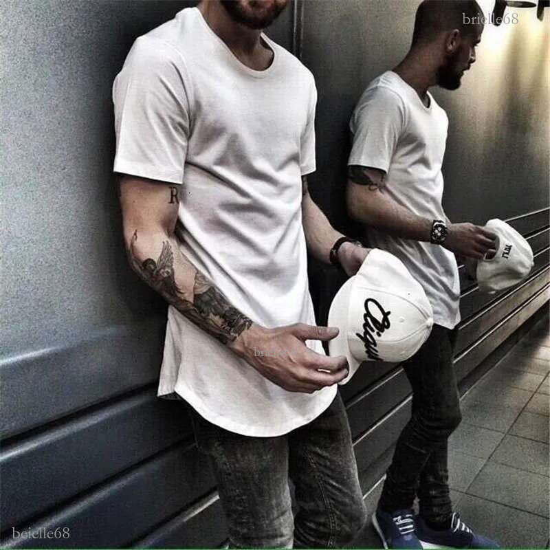 7 colors Mens big and tall Clothing designer citi trends Clothes T shirt homme Curved hem Tee plain white Extended T shirt