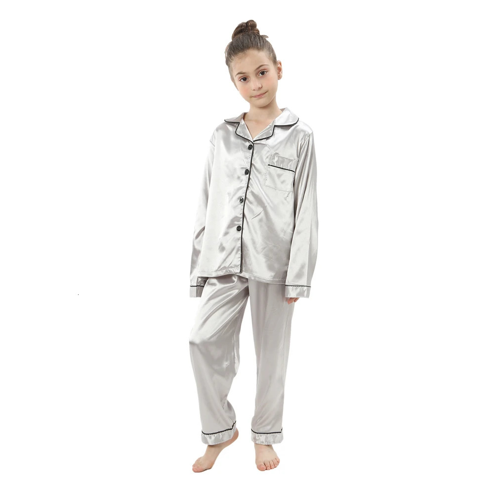 baby sleepwear kids pajamas set teenager loungewear children home clothing boys silk satin pijamas girls nightgowns for party 250328